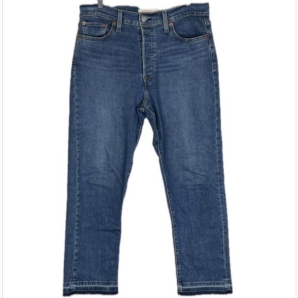 Levi’s Wedgie Jeans Womens 32 x 27 Crop High Rise Straight Leg Medium Wash Denim - Picture 4 of 15
